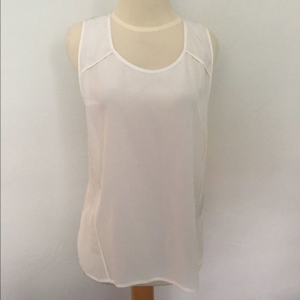 Alexander Wang White Silk Semi- Sheer Tank L NWT